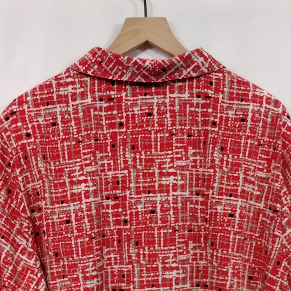 Maggie Barnes Artsy Button Blouse Women's 3X Red Boho Retro Festival Casual - Picture 6 of 8